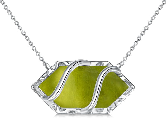 HPQQ Teardrop Necklace 925 Sterling Silver Filigree Gemstone Pendant Necklace Fine Jewelry Birthday Mother's Day Gifts for Women Her Mom