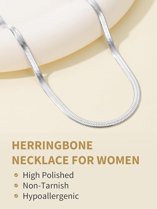 FindChic Black/14K Gold Plated Herringbone Choker Chain Necklace for Women | Waterproof Stainless Steel, Dainty Layering, Flat Snake Chain, Non-Tarnish, Hypoallergenic, Adjustable Extender, Gift Box