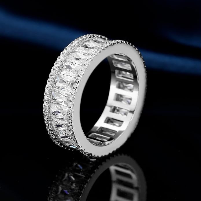 MDFUN 18K Gold Plated Eternity Rings for Women Cubic Zirconia Wedding Promise Engagement Band