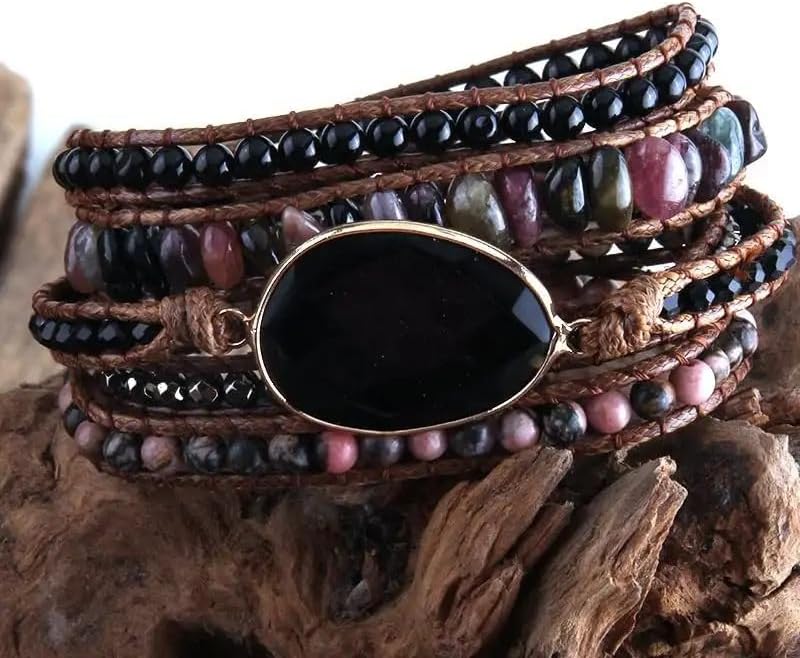Women Wrap Bracelets Boho Natural Stone Jasper Turquoises Strand Bracelet Jewelry Collection