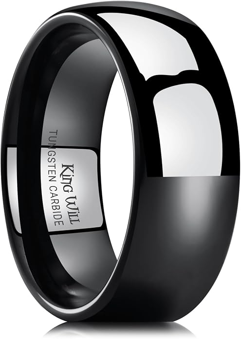 King Will Tungsten Carbide Wedding Band for Men Women Promise Rings for Couples Domed High Polish