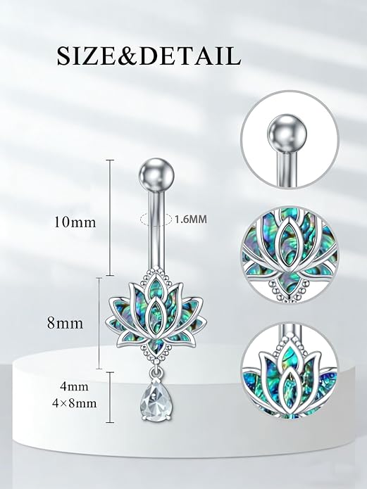 Sterling Silver 14G Belly Button Rings Cross/Cat/Butterfly/Cow/Skull/Birthstone Heart Navel Rings 16mm Body Piercing Jewelry for Women
