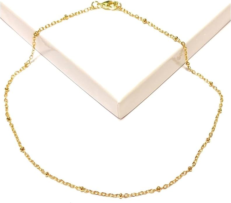 11 Inch Anklet Dainty Plated Gold Stainless Steel Ankle Bracelet Satellite Bead Chain Gift Boxed