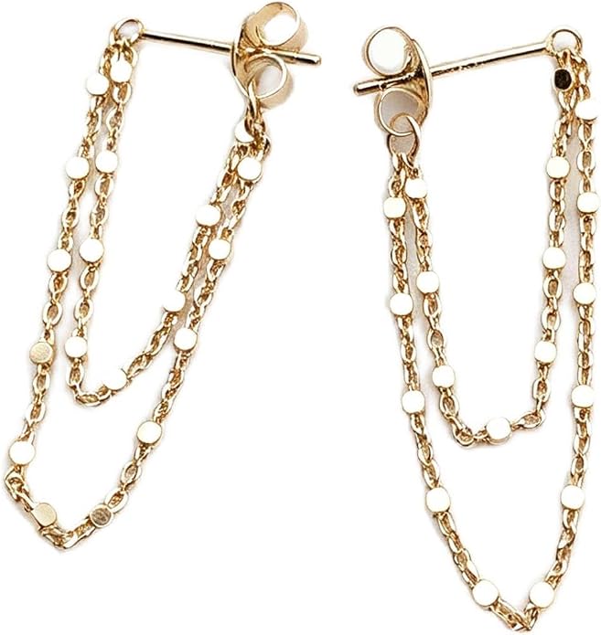 Tassel Earrings for Women Gold Plated Silver Chain Earrings Dainty Minimalist Dangle Drop Studs