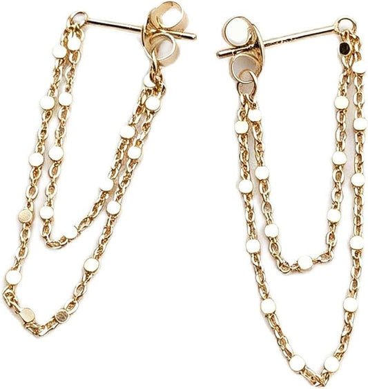 Tassel Earrings for Women Gold Plated Silver Chain Earrings Dainty Minimalist Dangle Drop Studs