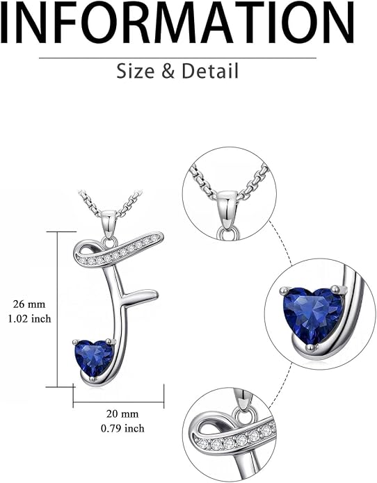 Birthday Gifts for Women Alphabet A to Z Initial Birthstone Pendant Necklaces for Women - 18k White Gold Plated Personalized Name Jewelry Anniversary Graduation Gifts for Wife Her Daughter Girlfriend(with Gift Box)