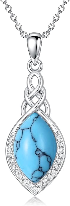 PELOVNY Celtic Knot Necklaces for Women 925 Sterling Silver Gemstone/Birthstone Teardrop Infinity Necklace Irish Celtic Pendant Jewelry Gifts for Mom Daughter Wife