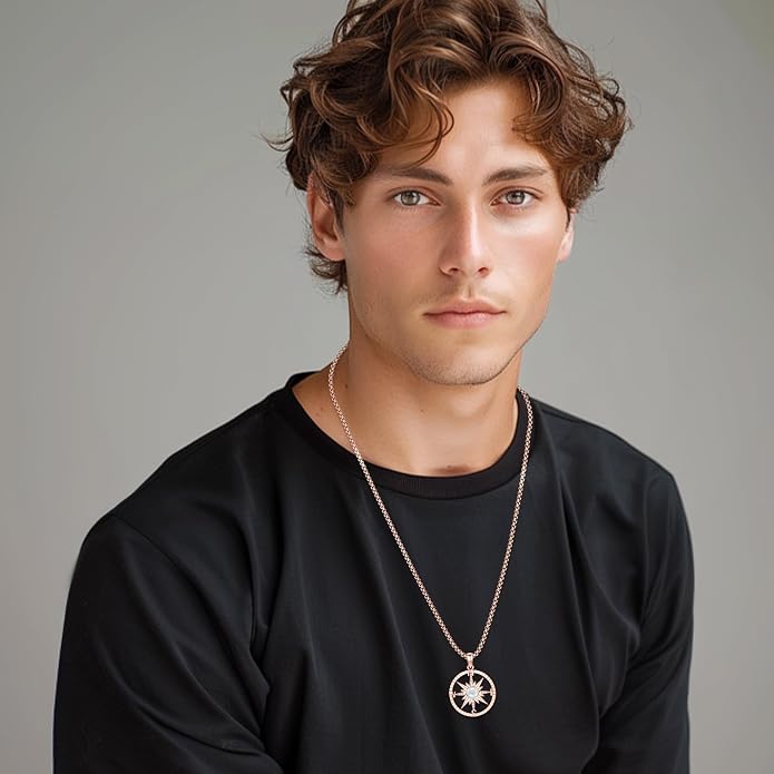 Compass Necklace for Women Men 925 Sterling Silver Pendant Urn Necklaces for Ashes Picture Locket Necklace Anchor Necklace Viking Necklace Crystals CZ Moonstone Abalone Shell Turquoise Compass Jewelry