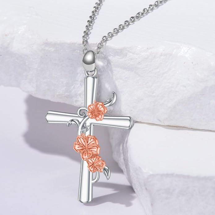 Cross Necklace for Women 925 Sterling Silver Crucifix Pendant Christian Cross Jewelry for Women Men