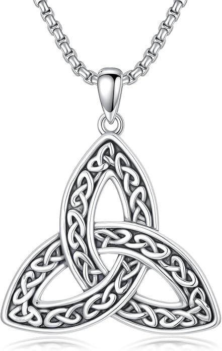 Celtic Necklace for men Sterling Silver Celtic Knot Triquetra Triangle Trinity Necklace Gift for Men