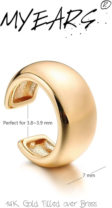 MYEARS Women Ear Cuff Earring Gold Non Pierced Ear Cartilage Clip on Wrap Hoop 14K Gold Filled Tiny Boho Beach Simple Minimalist Delicate Handmade Hypoallergenic Jewelry Gift-Sold as Single/Pair