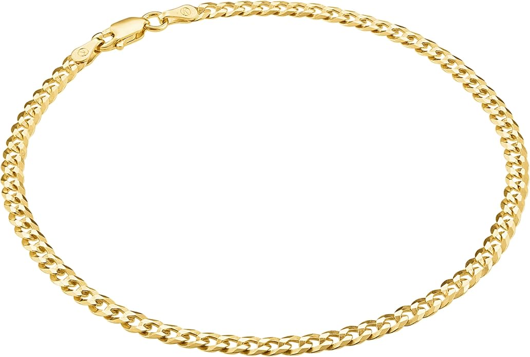 KISPER Gold Ankle Bracelets for Women Plated 925 Sterling Silver | 18K plating, Made in Italy, anti-tarnish, waterproof, anklet, 9-11 inches, curb rope figaro mariner