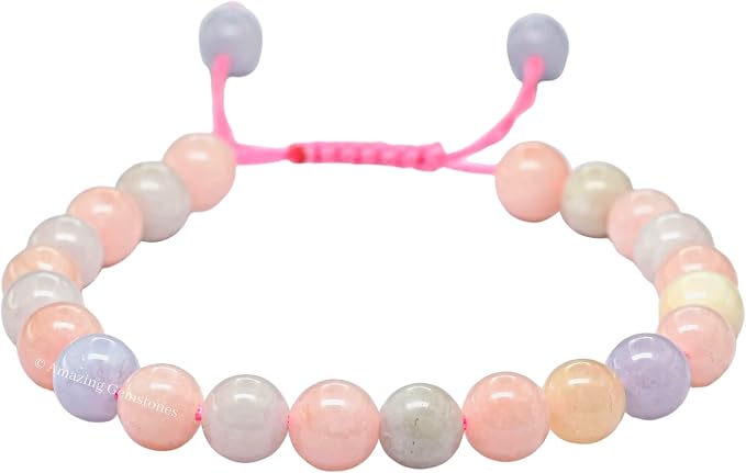 Amazing Gemstone Morganite Bracelet for Women Men's Gifts - Protection Healing Crystal Bracelet - 8mm Gemstones Beaded Adjustable Bracelet Pulseras para Hombres Mujer Stocking Stuffers