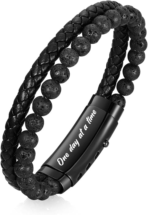 VNOX Men's Inspirational Mantra Engarved Handmade Braided Leather Adjustable Cuff Bangle Bracelet Encouragement Motivational Gift for Men