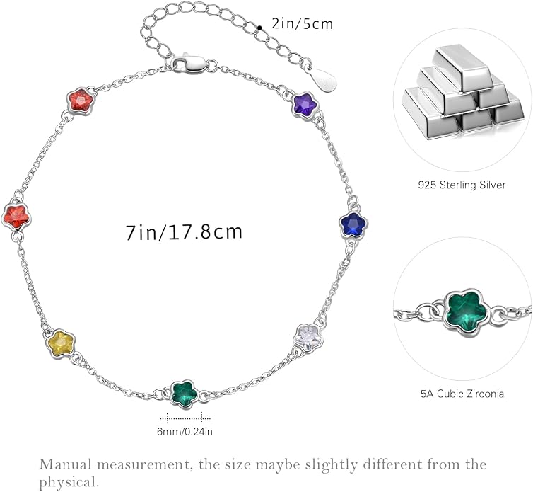 MEDWISE Sterling Silver Chakra Anklet 7 Chakra Beach Anklet Bracelet Link Chain Ankle Bracelet Gift for Women