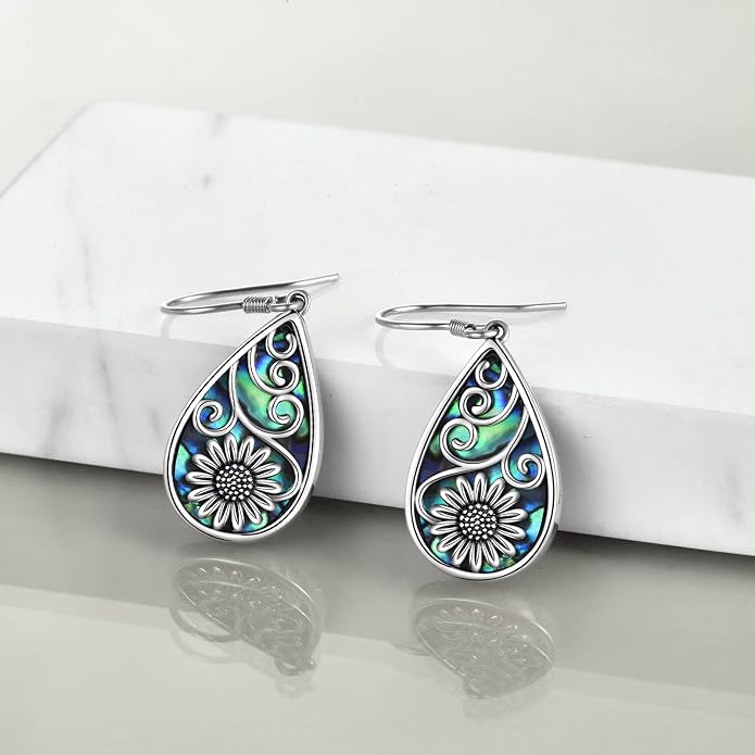 POPLYKE 925 Sterling Silver Tree of Life Dangle Earrings for Women Fashion Abalone Shell Jewelry Gifts for Mom Sister Friend Birthday