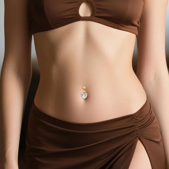 Dangle Clicker Belly Button Ring for Women Surgical Sterling Silver Belly Ring Simple Reverse Navel Rings Body Jewelry