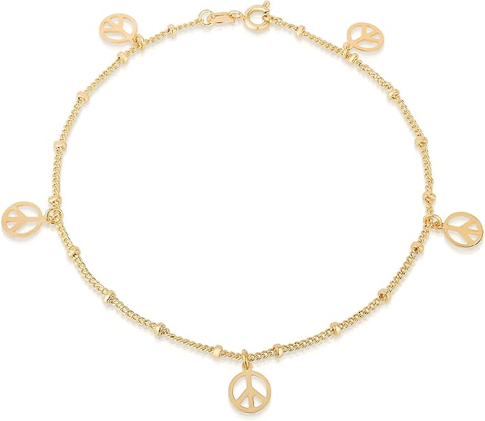 Savlano 14K Gold Plated 10 Inches Pendant Charm Chain Summer Anklet for Women Comes With a Gift Box