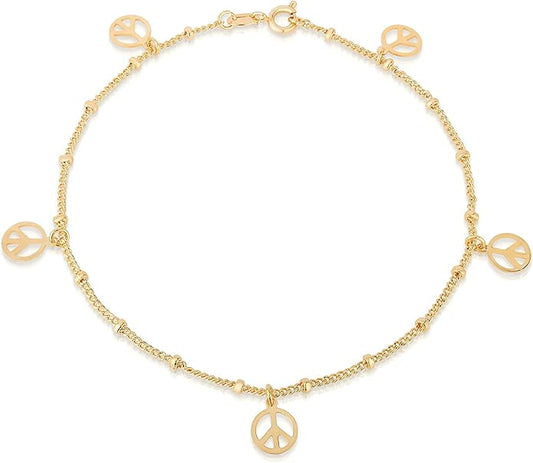 Savlano 14K Gold Plated 10 Inches Pendant Charm Chain Summer Anklet for Women Comes With a Gift Box