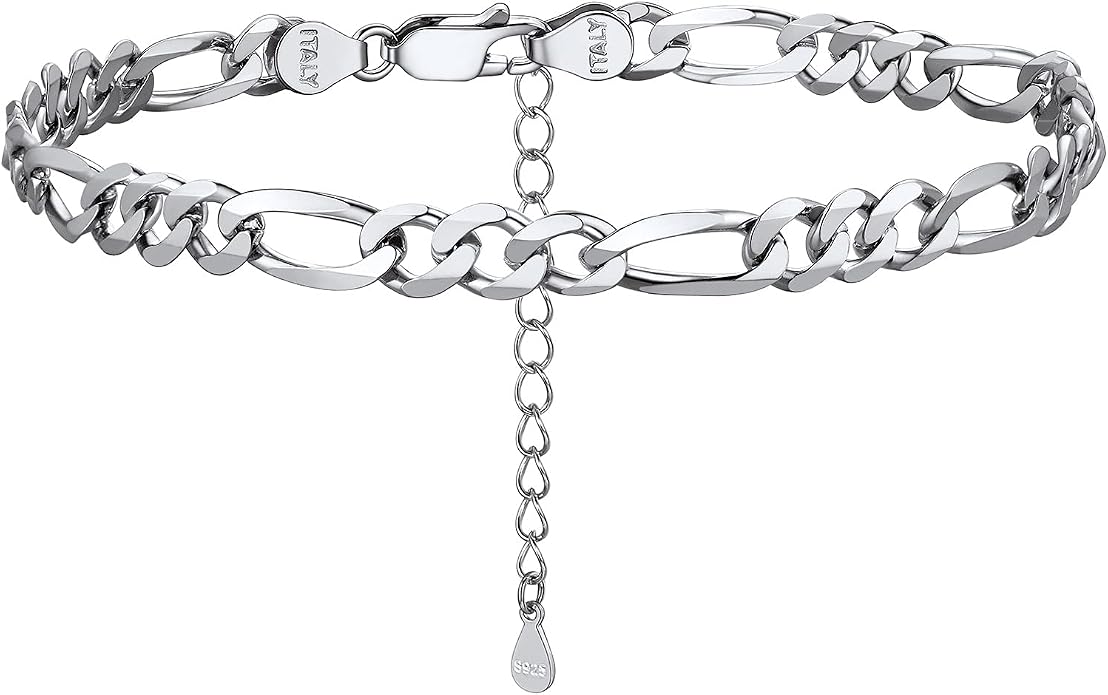PROSILVER 925 Sterling Silver Ankle Bracelets For Women, Stylish Chain Anklets, Summer Beach Jewelry, 8.6-10.6 Inch Adjustable, Come with Box