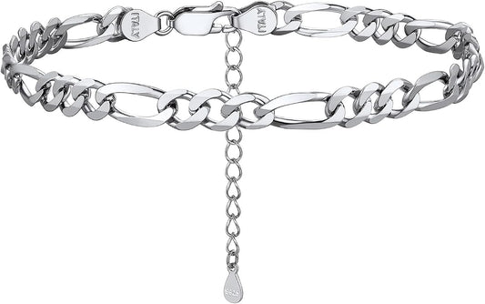 PROSILVER 925 Sterling Silver Ankle Bracelets For Women, Stylish Chain Anklets, Summer Beach Jewelry, 8.6-10.6 Inch Adjustable, Come with Box