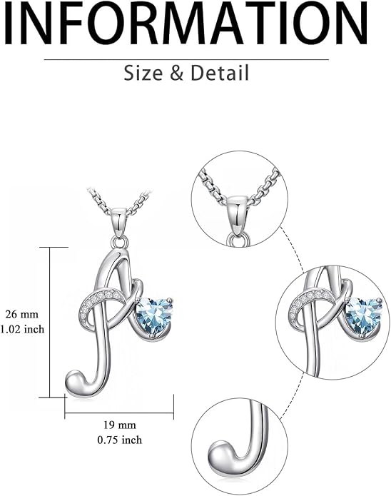 Birthday Gifts for Women Alphabet A to Z Initial Birthstone Pendant Necklaces for Women - 18k White Gold Plated Personalized Name Jewelry Anniversary Graduation Gifts for Wife Her Daughter Girlfriend(with Gift Box)