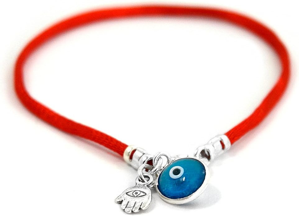 Turkish Blue Evil Eye & Hamsa Hand Bracelet - Men's Red String - Lucky Protection & Friendship Jewelry - Gift for Men, Dad, Husband, Brother, Boyfriend