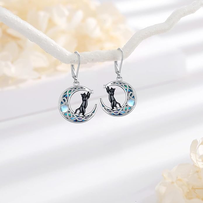 Tree of Life/Cat/Turtle/Butterfly/Flower/Celtic/Turquoise/Moonstone Dangle Earrings for Women Sterling Silver Cute Animals Drop Earrings Jewelry Gifts