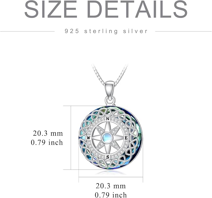 ROMANTICWORK Clover/AA/Ankh/Sun/Compass Necklace Sterling Silver Moss Agate Turquoise Butterfly/Dragonfly/Bee Pendant Jewellery Christmas Birthday Gifts for Women