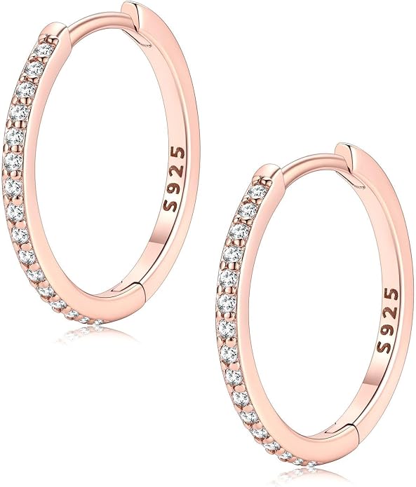 FaithHeart 925 Sterling Silver Huggie Hoop Earrings, Silver Small Hoop Earring for Women, 14K Gold/Black/Rose Gold Hypoallergenic Cartilage Earrings for Women 6/8/10/12/14/16/18/20mm