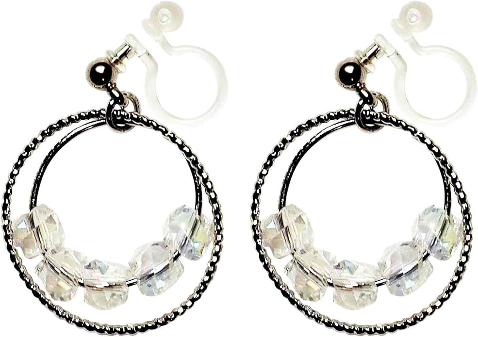 Dangle Silver Invisible Clip On Earrings for Women Not Pierced Gold Crystal Rhinestone Comfortable Hoop Fringe Long Chain Clip On Earrings