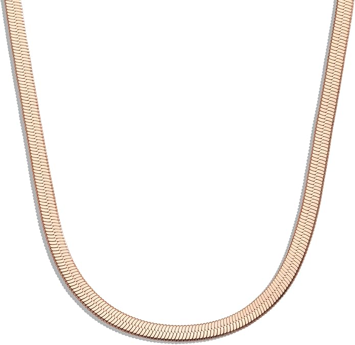 WomenGifts 14K Gold Silver Plated Herringbone Necklace for Women, Dainty Snake Chain Choker, Trendy Simple Long Layered Jewelry Non Tarnish, 3/4/5/8mm,14,16,18,20,22,24,26 Inch Thin & Chunky Options
