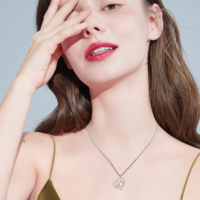 PROESS S925 Sterling Silver Daughter Heart Pendant Necklace from Dad Mom I Love You Forever Jewelry