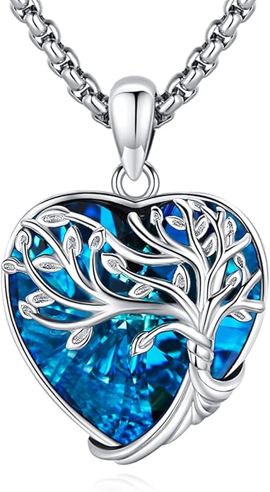 Jewelry Gifts - Tree of Life Necklace Sterling Silver Abalone Shell/Opal/Moonstone/Black Onyx/Turquoise/Malachite/Crystal Family Tree of Life Jewelry for Women Men