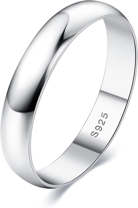 MILACOLATO 925 Sterling Silver Ring for Women Men High Polished Plain Stackable Thumb Rings Tarnish Resistant Wedding Band Ring Comfort Fit Size 4 to 12, 1mm 2mm 3mm 4mm 5mm 6mm