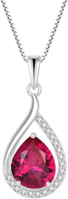 Teardrop Birthstone Necklace for Women 925 Sterling Silver White/Yellow Gold Plated Cubic Zirconia Pendant Necklace Jewelry for Her