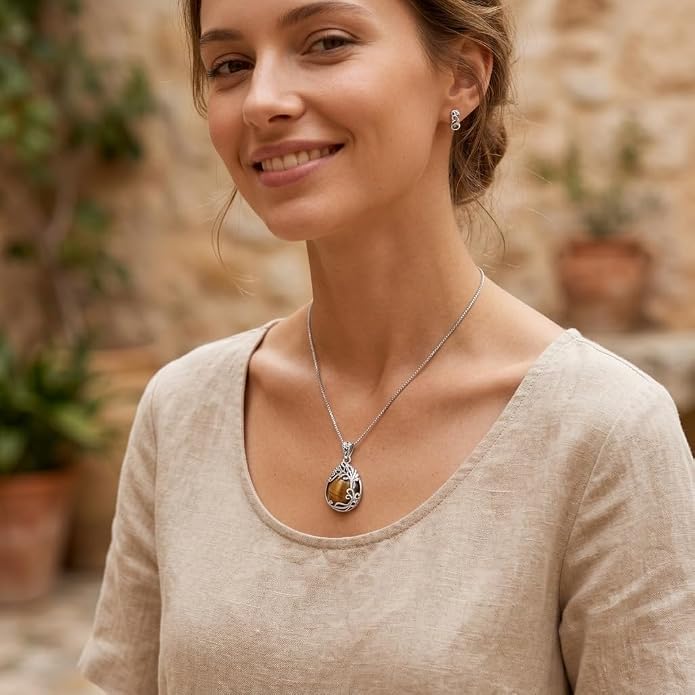 Teardrop Moonstone Necklace for Women Tree of Life/Filigree Birthstone Pendant Necklace Jewelry