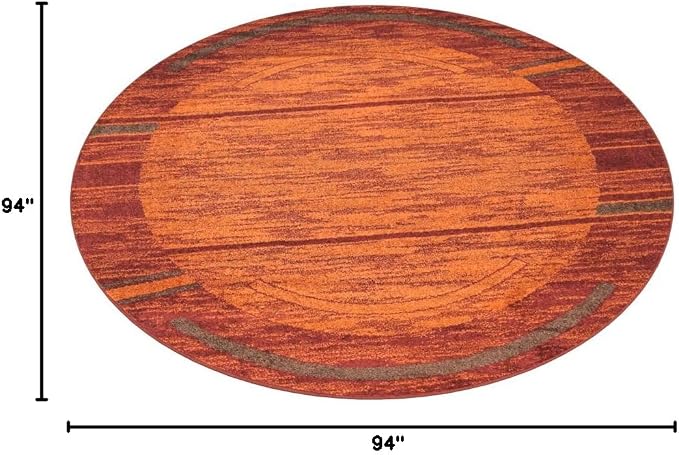 Unique Loom Autumn Collection Modern Contemporary Casual Abstract Area Rug (Terracotta/ Burgundy Border, 8 ft 0 x 8 ft 0 Round)