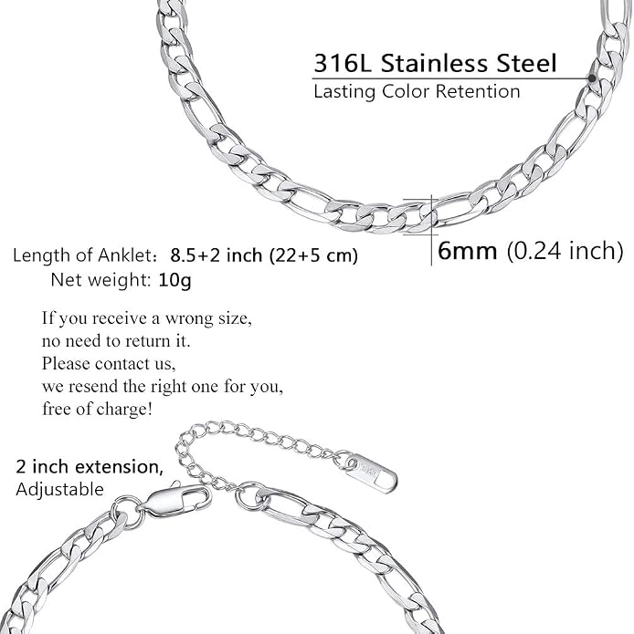 PROSTEEL Gold/Silver Anklets for Women Waterproof, 14K Gold Plated Ankle Bracelet Non Tarnish, Jewelry Gifts Adjustable