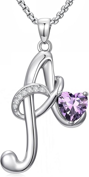 Birthday Gifts for Women Alphabet A to Z Initial Birthstone Pendant Necklaces for Women - 18k White Gold Plated Personalized Name Jewelry Anniversary Graduation Gifts for Wife Her Daughter Girlfriend(with Gift Box)