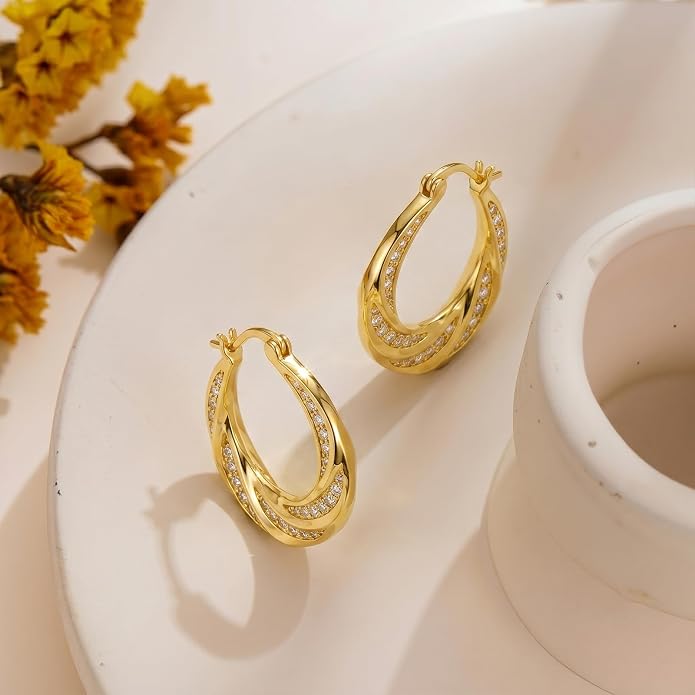 Gold Dainty Hoop Earrings for Women Hypoallergenic Lightweight 14K Gold Huggie Earrings Jewelry Valentines Day Gifts for Wife Girlfriend Her
