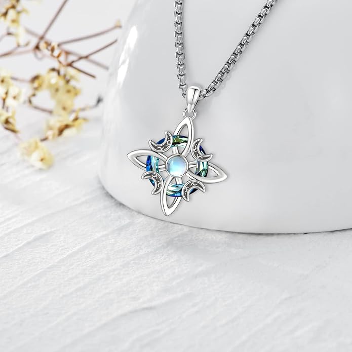 Pentagram/Celtic Knot/Witches Knot/Santa Muerte/Triple Moon Goddess/Baphomet/Hecate Necklace Sterling Silver Magic Wiccan Amulet Pagan Jewelry for Women Men