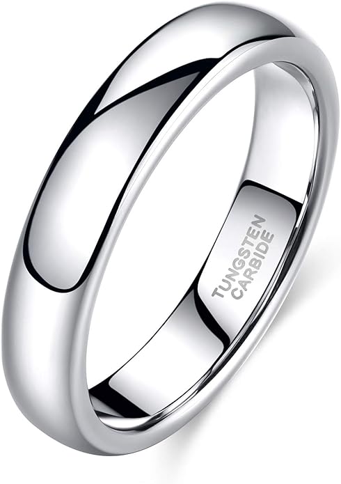 TRUMIUM 2mm 4mm 6mm 8mm Tungsten Wedding Band Ring for Men Women Silver/Rose Gold Plated/Rainbow/Gold Plated Domed High Polish Engagement Promise Rings Comfort Fit 4-15