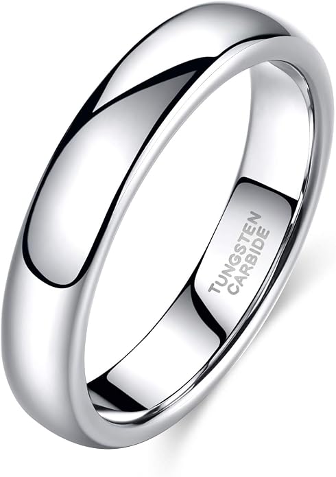 TRUMIUM 2mm 4mm 6mm 8mm Tungsten Wedding Band Ring for Men Women Silver/Rose Gold Plated/Rainbow/Gold Plated Domed High Polish Engagement Promise Rings Comfort Fit 4-15