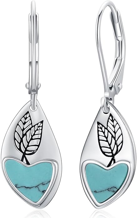 Aniu Tree of Life Earrings for Women Turquoise Malachite Teardrop Dangle Earrings for Women Sterling Silver Anniversary Birthday Drop Dangle Earrings Jewelry Gifts