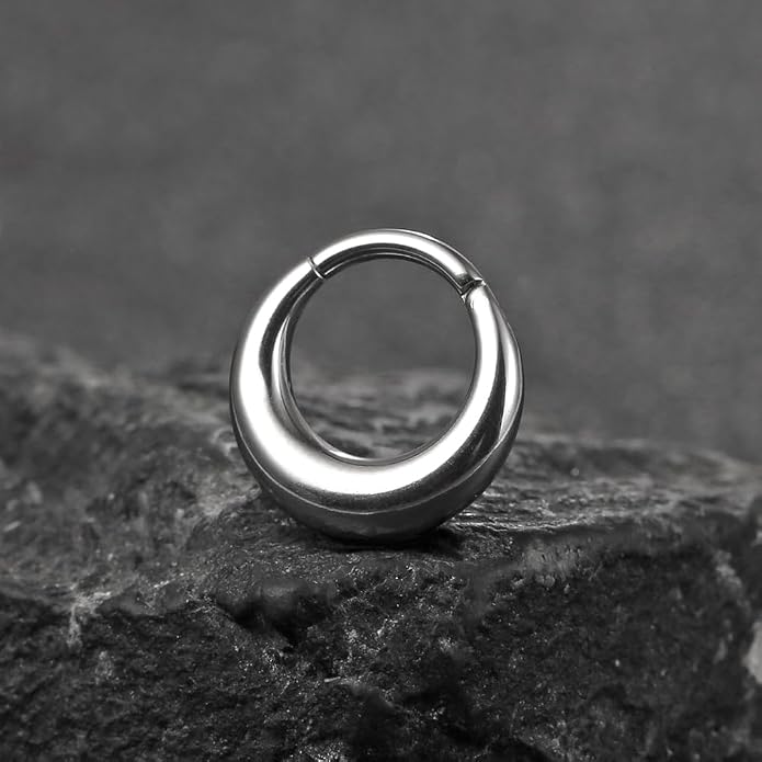MOQIKAKA16G 8mm Septum Rings - Stainless Steel Segment Nose Rings for Women Men - Hinged Segment Nose Helix Cartilage Clicker Hoop Earrings for Daith Rook Tragus Piercing
