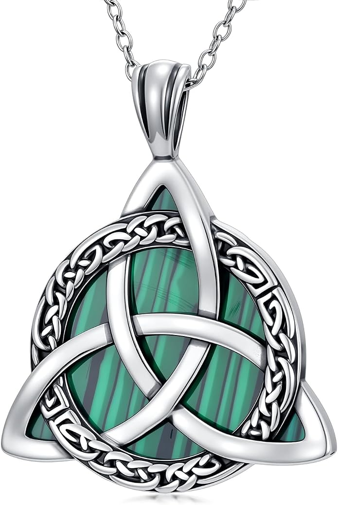 Celtic Necklace for men Sterling Silver Celtic Knot Triquetra Triangle Trinity Necklace Gift for Men
