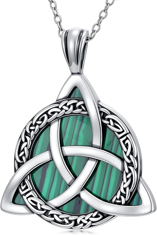 Celtic Necklace for men Sterling Silver Celtic Knot Triquetra Triangle Trinity Necklace Gift for Men