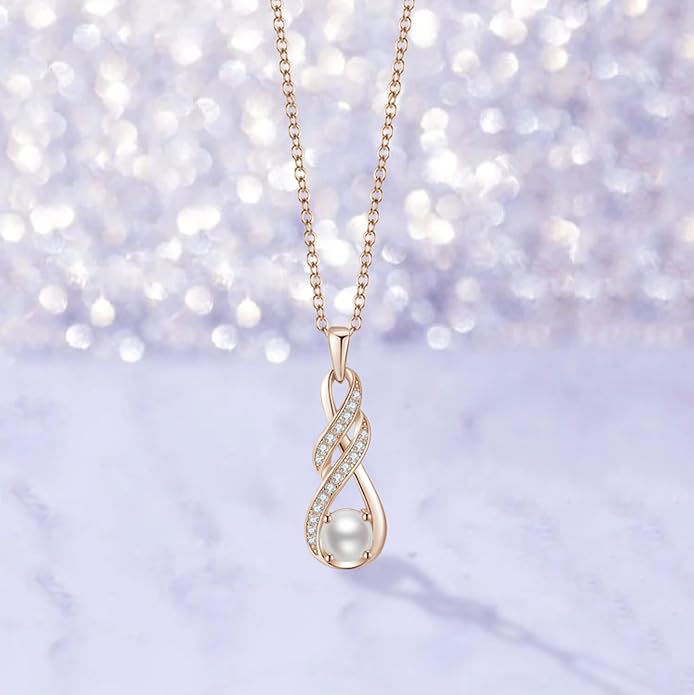 Birthstone Necklaces for Women 925 Sterling Silver Infinity Pendant Created Gemstone Jewelry for Her, 16"+2"