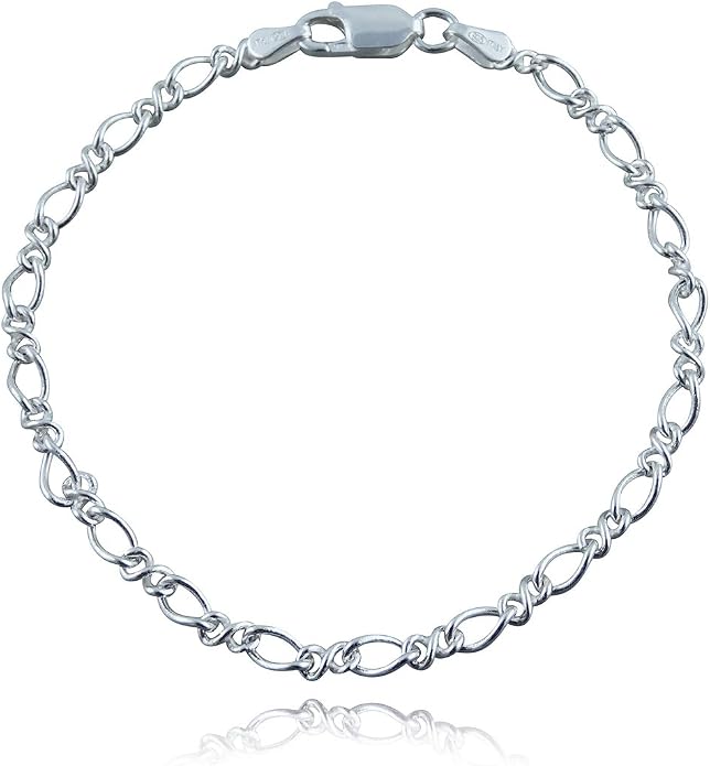 FashionJunkie4Life Sterling Silver and Stainless Steel Chain Link Charm Bracelets